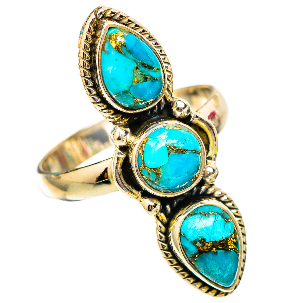 Blue Copper Composite Turquoise Rings handcrafted by Ana Silver Co - RING117536 - Photo 2