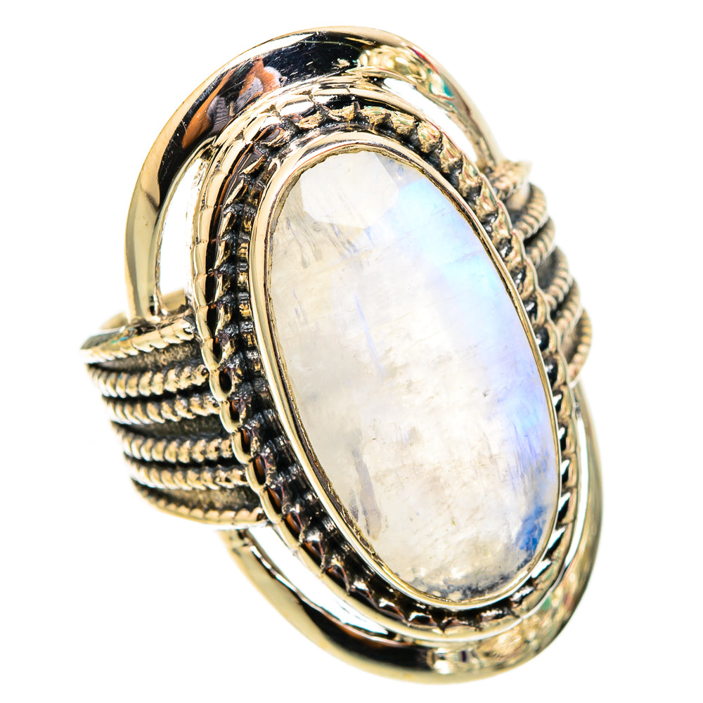 Rainbow Moonstone Rings handcrafted by Ana Silver Co - RING117552 - Photo 2