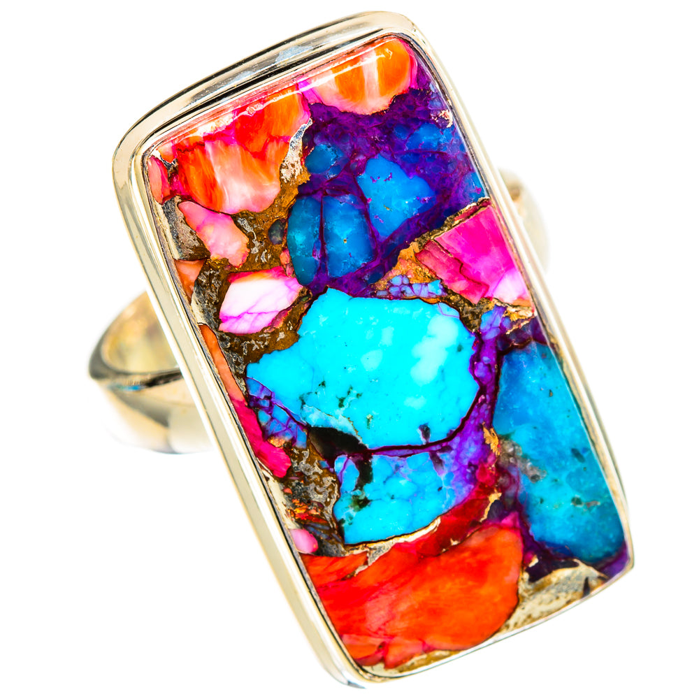 Kingman Pink Dahlia Turquoise Rings handcrafted by Ana Silver Co - RING117557 - Photo 2