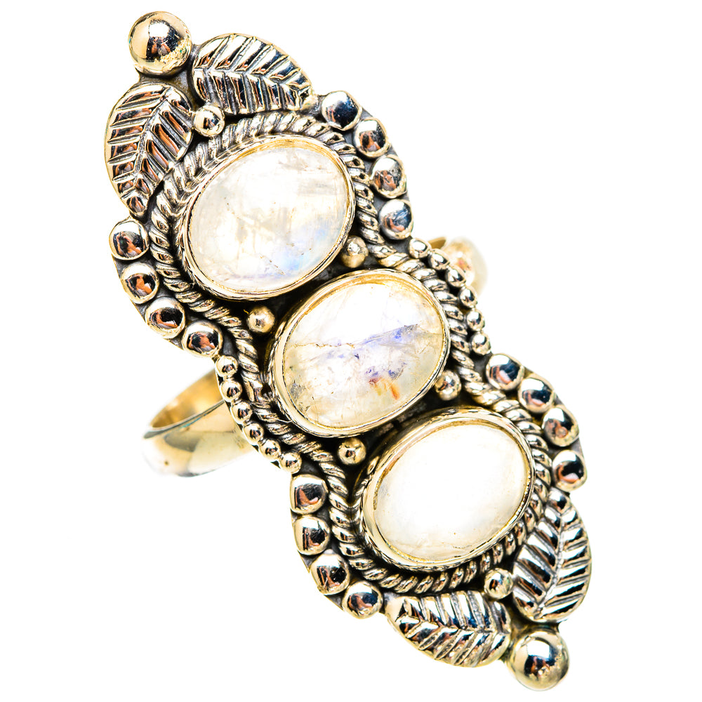 Rainbow Moonstone Rings handcrafted by Ana Silver Co - RING117620 - Photo 2