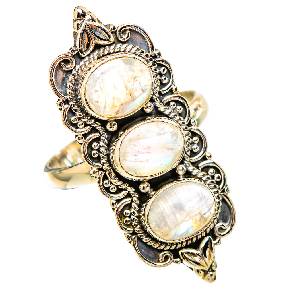 Rainbow Moonstone Rings handcrafted by Ana Silver Co - RING117621 - Photo 2