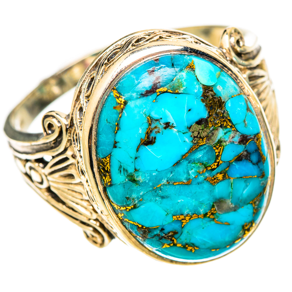 Blue Copper Composite Turquoise Rings handcrafted by Ana Silver Co - RING117660 - Photo 2