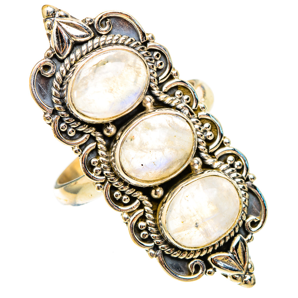 Rainbow Moonstone Rings handcrafted by Ana Silver Co - RING117679 - Photo 2