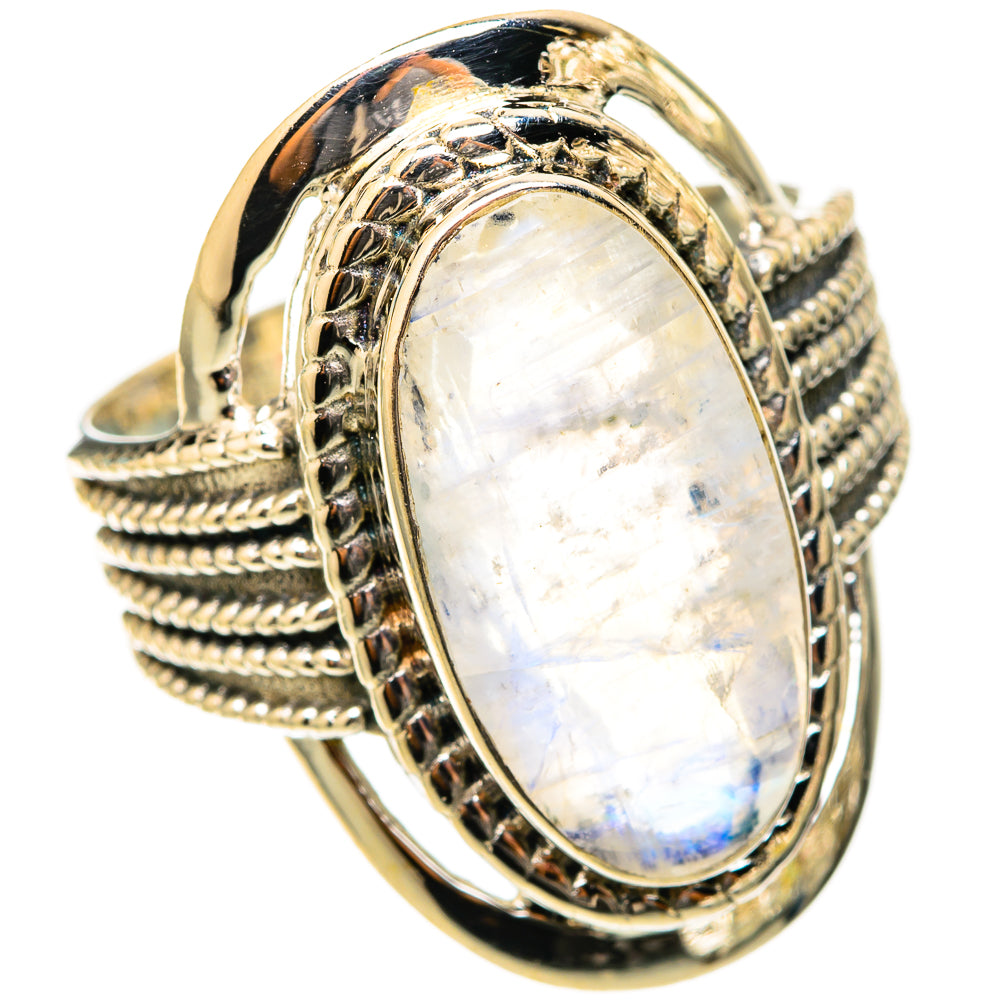 Rainbow Moonstone Rings handcrafted by Ana Silver Co - RING117753 - Photo 2