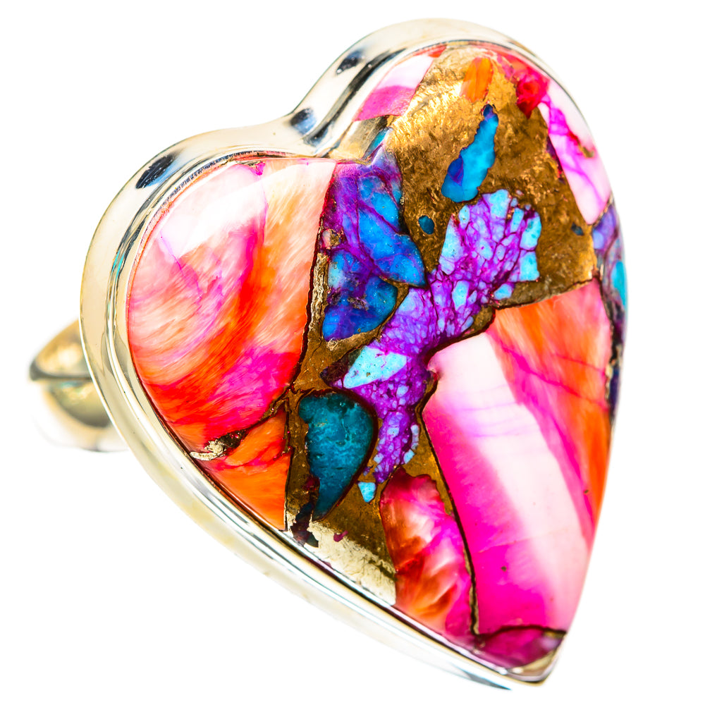 Kingman Pink Dahlia Turquoise Rings handcrafted by Ana Silver Co - RING117986 - Photo 2