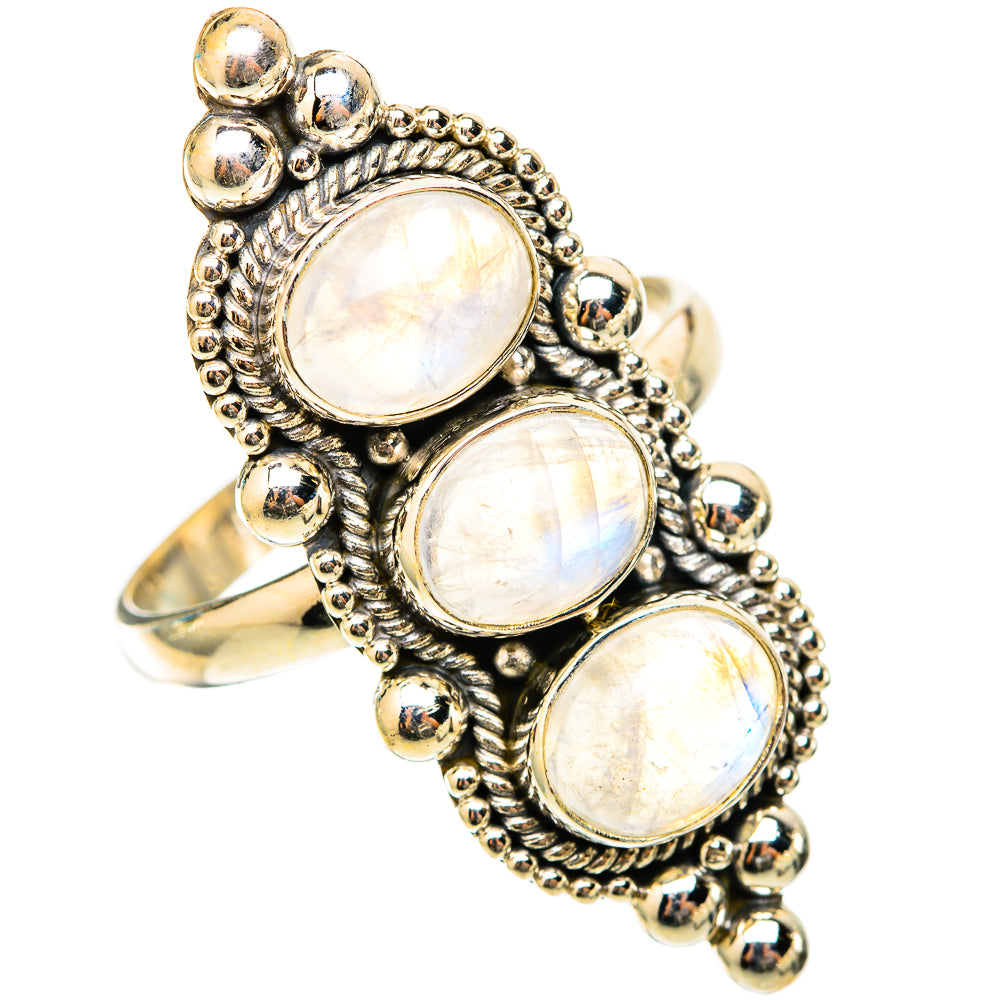Rainbow Moonstone Rings handcrafted by Ana Silver Co - RING117995 - Photo 2