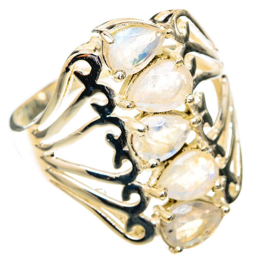 Rainbow Moonstone Rings handcrafted by Ana Silver Co - RING118018 - Photo 2