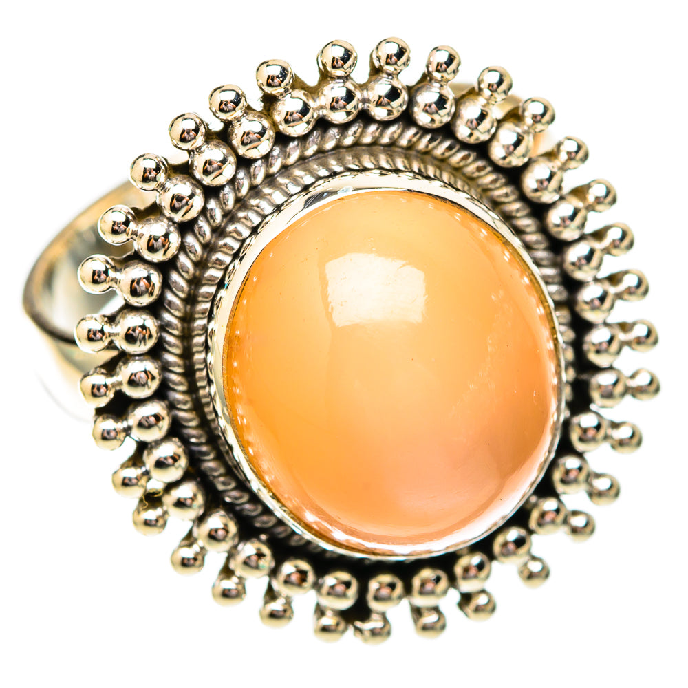 Peach Moonstone Rings handcrafted by Ana Silver Co - RING118091 - Photo 2