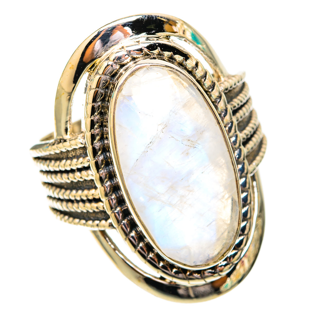 Rainbow Moonstone Rings handcrafted by Ana Silver Co - RING118098 - Photo 2