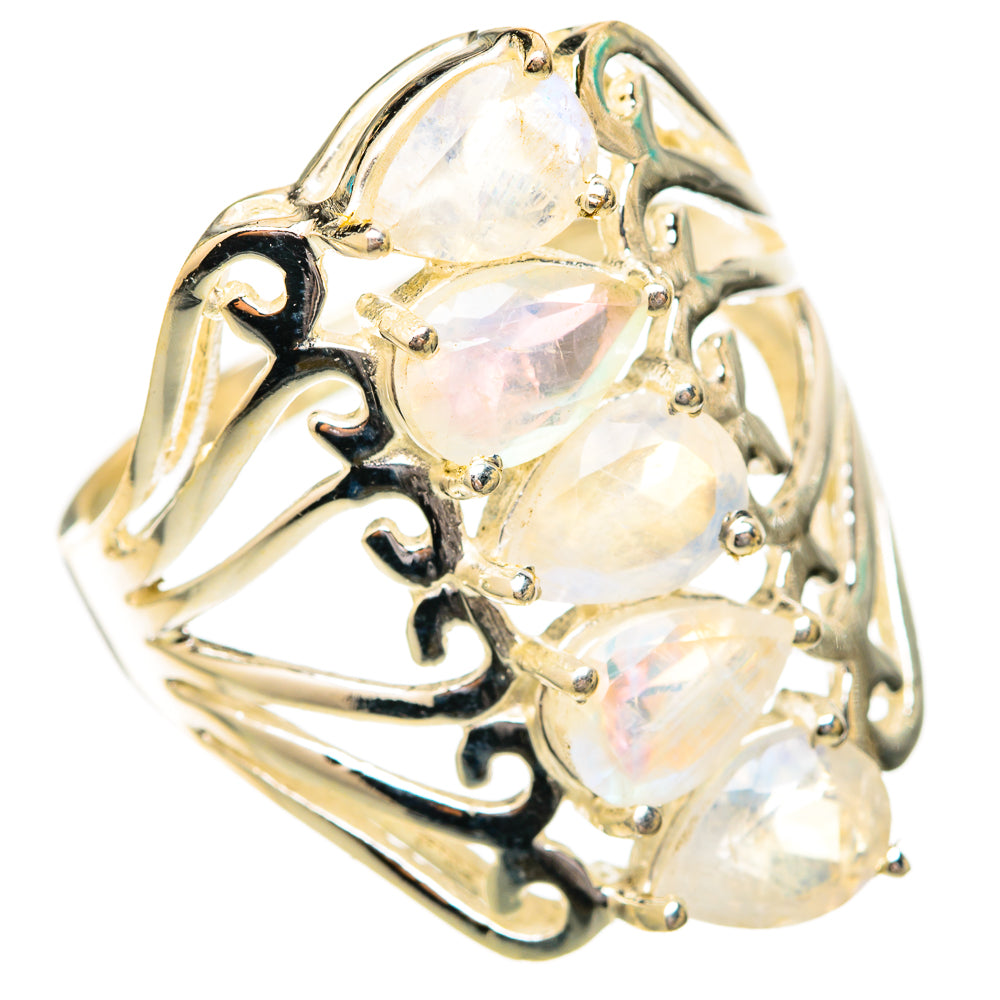 Rainbow Moonstone Rings handcrafted by Ana Silver Co - RING118178 - Photo 2