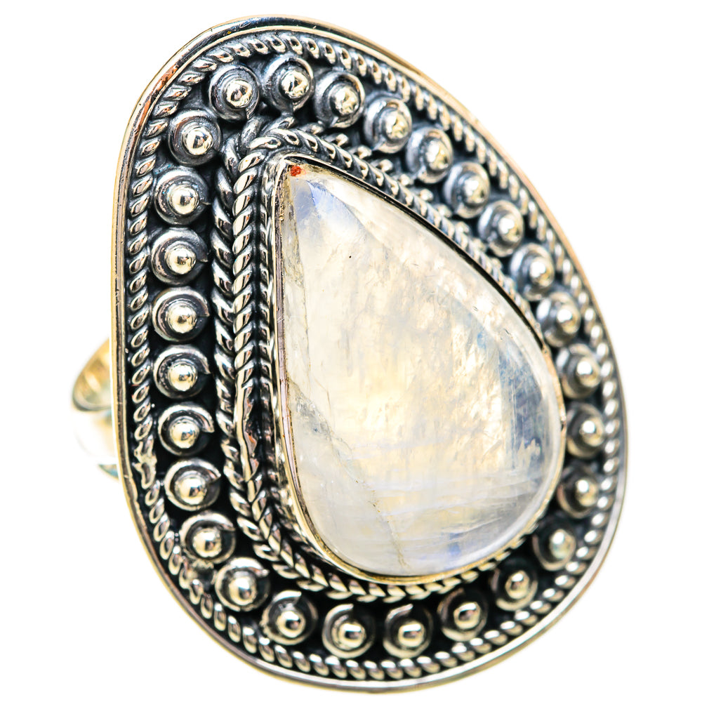 Rainbow Moonstone Rings handcrafted by Ana Silver Co - RING118227 - Photo 2