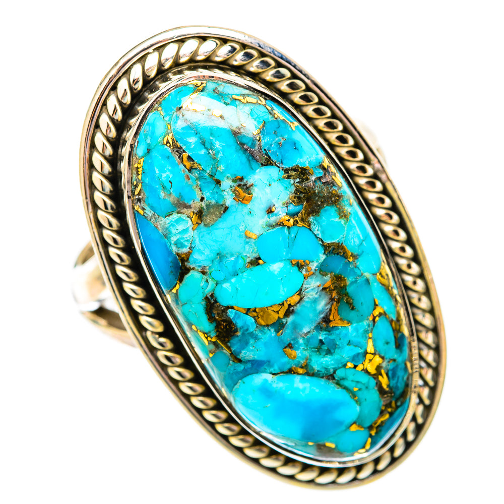 Blue Copper Composite Turquoise Rings handcrafted by Ana Silver Co - RING118238 - Photo 2