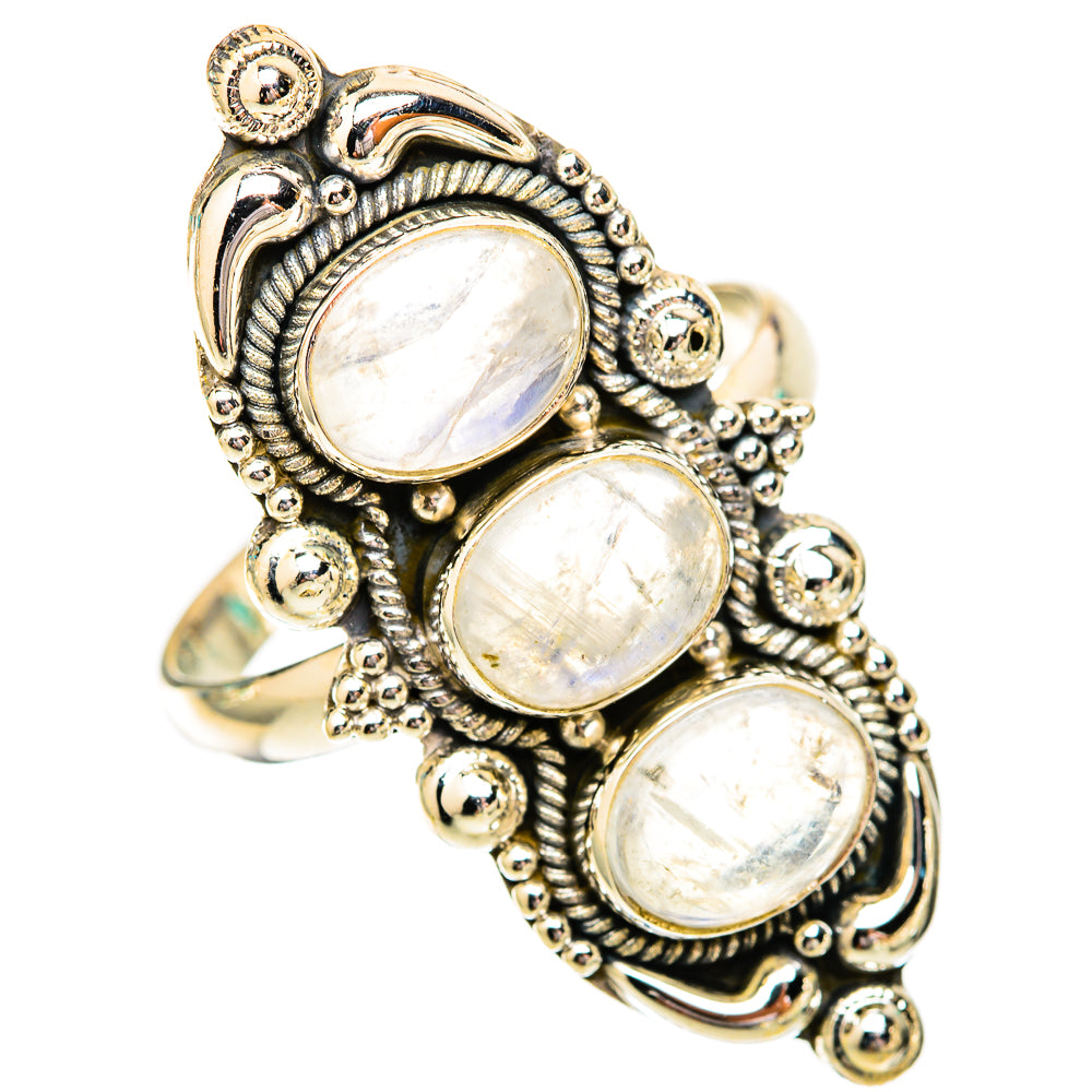 Rainbow Moonstone Rings handcrafted by Ana Silver Co - RING118290 - Photo 2