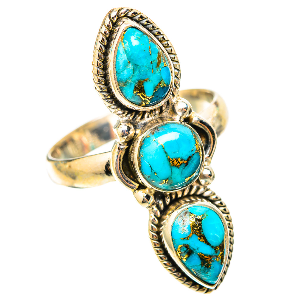 Blue Copper Composite Turquoise Rings handcrafted by Ana Silver Co - RING118356 - Photo 2