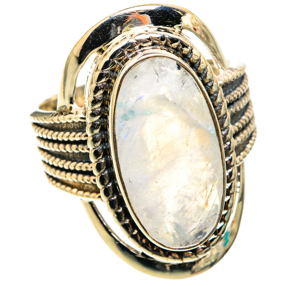 Rainbow Moonstone Rings handcrafted by Ana Silver Co - RING118371 - Photo 2