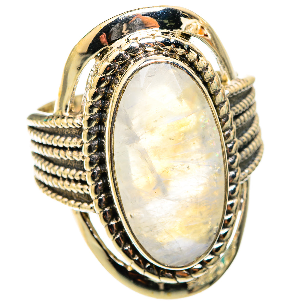 Rainbow Moonstone Rings handcrafted by Ana Silver Co - RING118411 - Photo 2