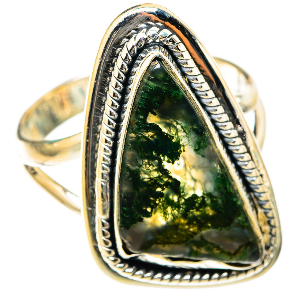 Green Moss Agate Rings handcrafted by Ana Silver Co - RING118437 - Photo 2