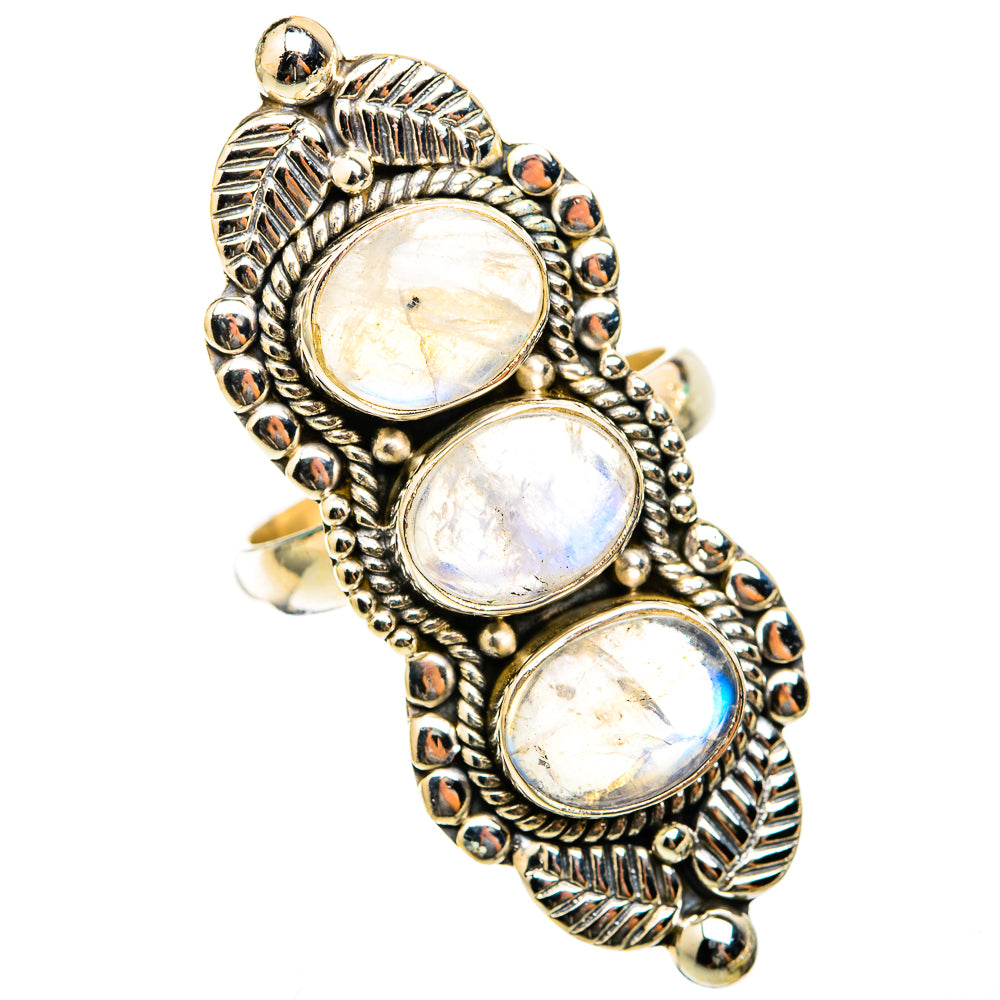 Rainbow Moonstone Rings handcrafted by Ana Silver Co - RING118460 - Photo 2
