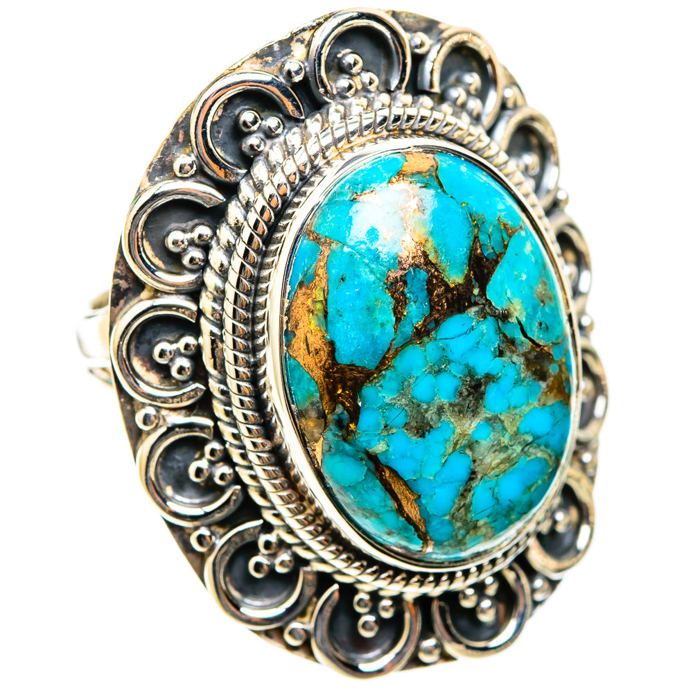 Blue Copper Composite Turquoise Rings handcrafted by Ana Silver Co - RING118471 - Photo 2