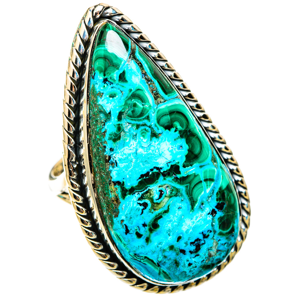 Chrysocolla In Malachite Rings handcrafted by Ana Silver Co - RING118497 - Photo 2