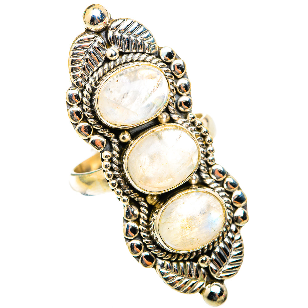 Rainbow Moonstone Rings handcrafted by Ana Silver Co - RING118529 - Photo 2