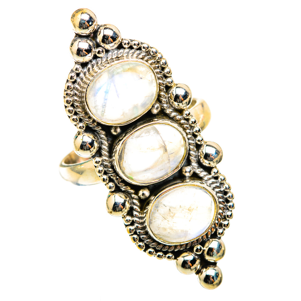Rainbow Moonstone Rings handcrafted by Ana Silver Co - RING118581 - Photo 2