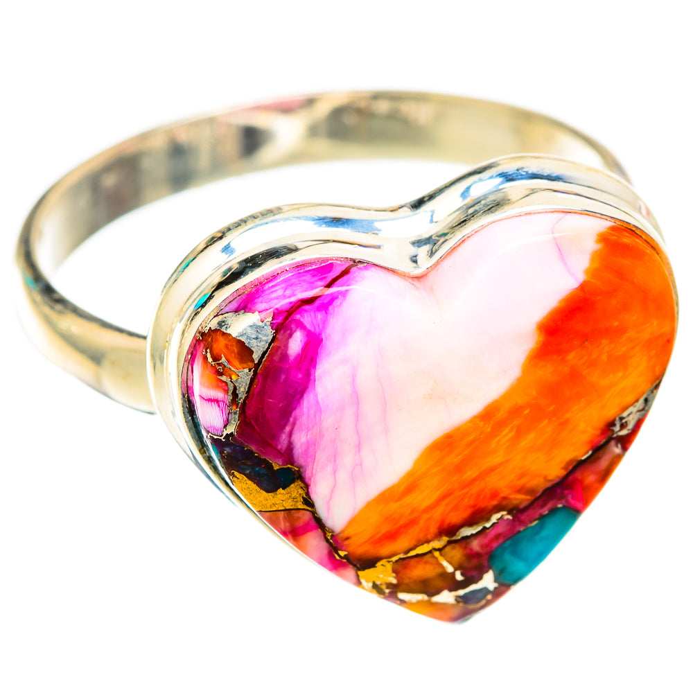 Kingman Pink Dahlia Turquoise Rings handcrafted by Ana Silver Co - RING118582 - Photo 2