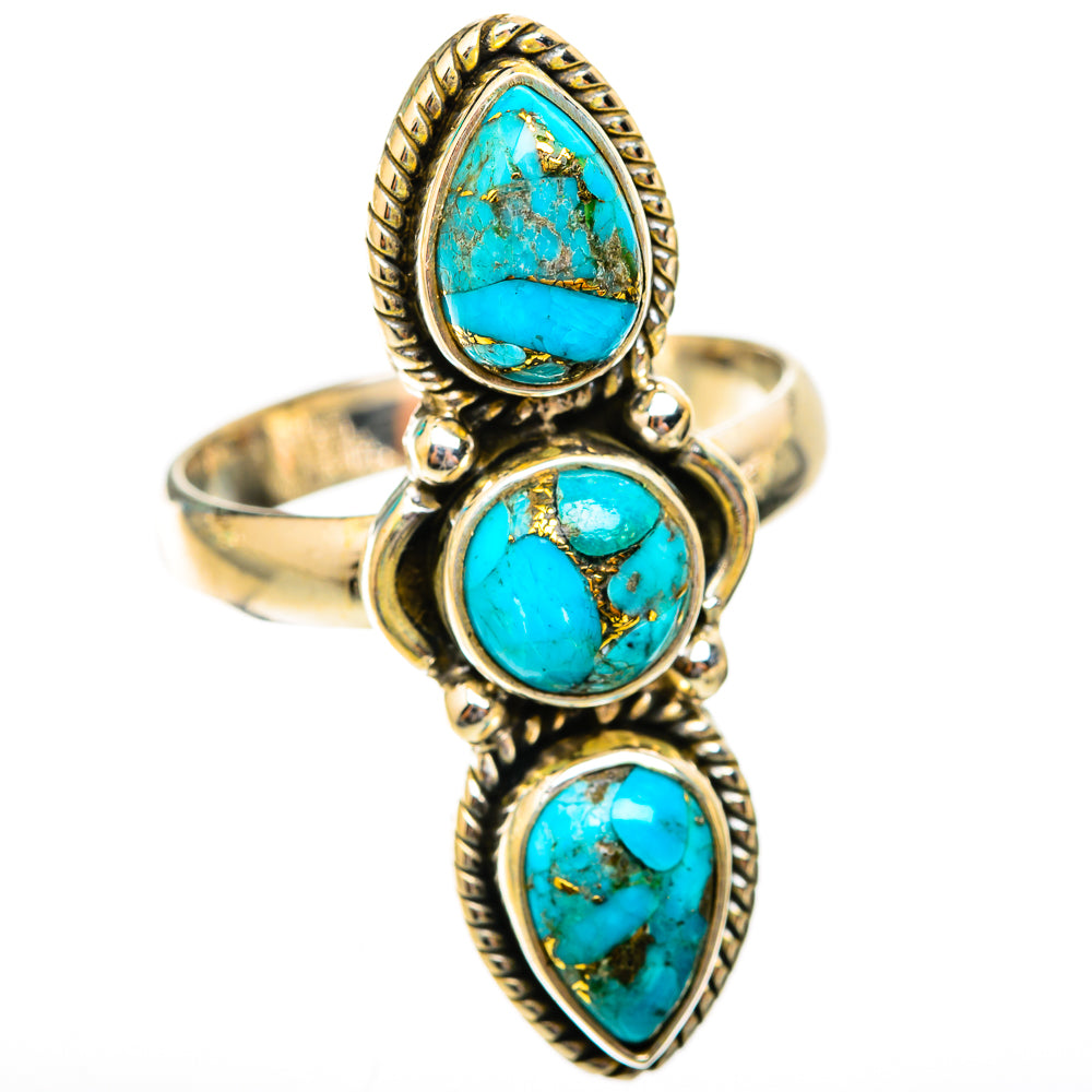 Blue Copper Composite Turquoise Rings handcrafted by Ana Silver Co - RING118608 - Photo 2