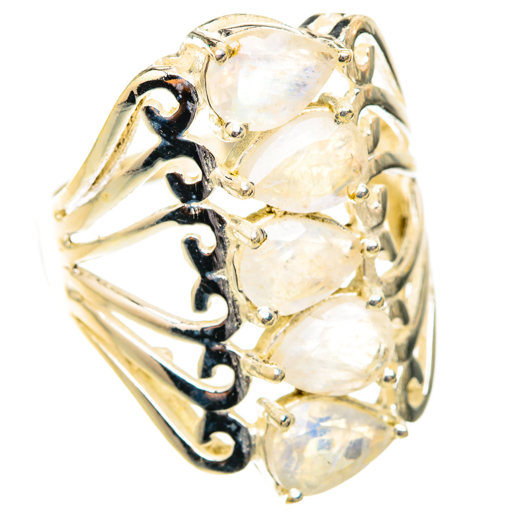 Rainbow Moonstone Rings handcrafted by Ana Silver Co - RING118651 - Photo 2