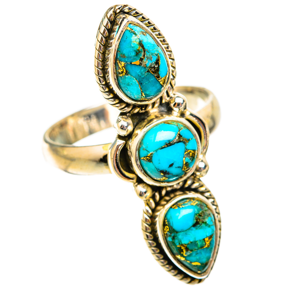 Blue Copper Composite Turquoise Rings handcrafted by Ana Silver Co - RING118660 - Photo 2