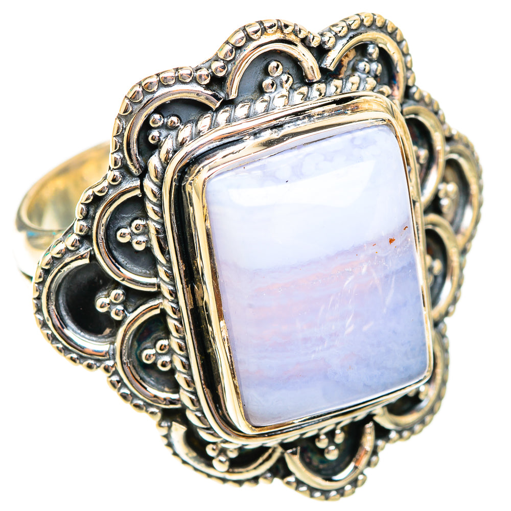 Blue Lace Agate Rings handcrafted by Ana Silver Co - RING118701 - Photo 2