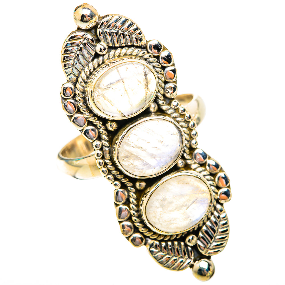 Rainbow Moonstone Rings handcrafted by Ana Silver Co - RING118812 - Photo 2