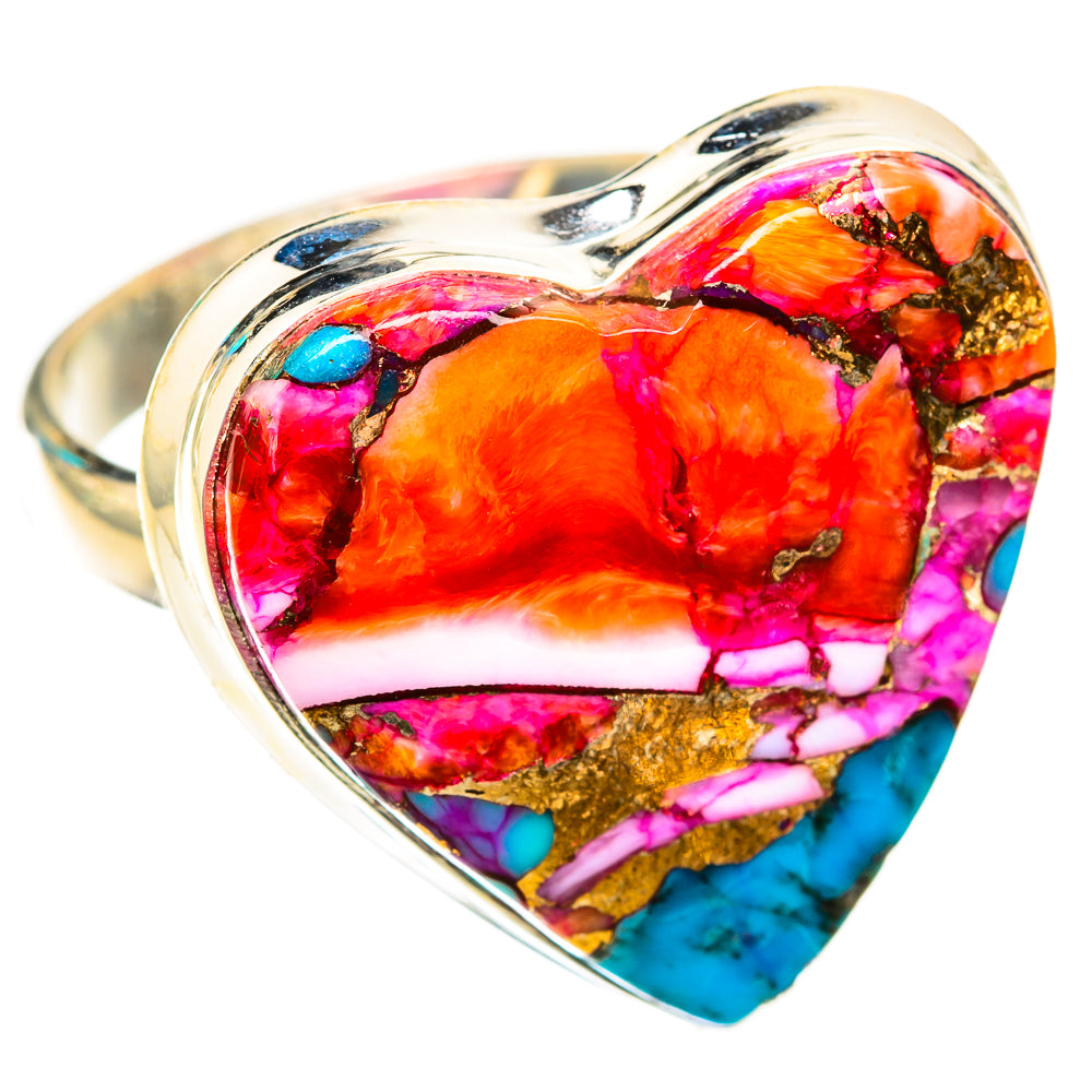 Kingman Pink Dahlia Turquoise Rings handcrafted by Ana Silver Co - RING118815 - Photo 2