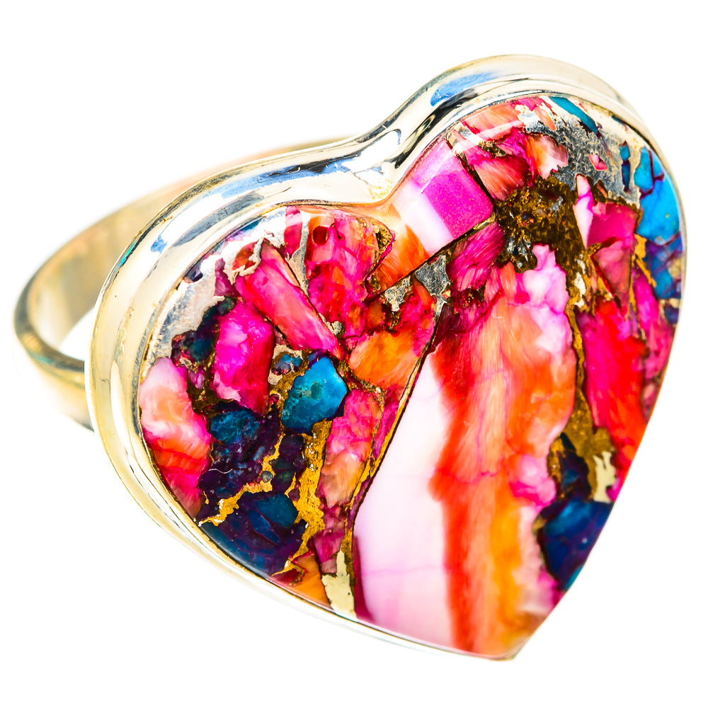 Kingman Pink Dahlia Turquoise Rings handcrafted by Ana Silver Co - RING118846 - Photo 2