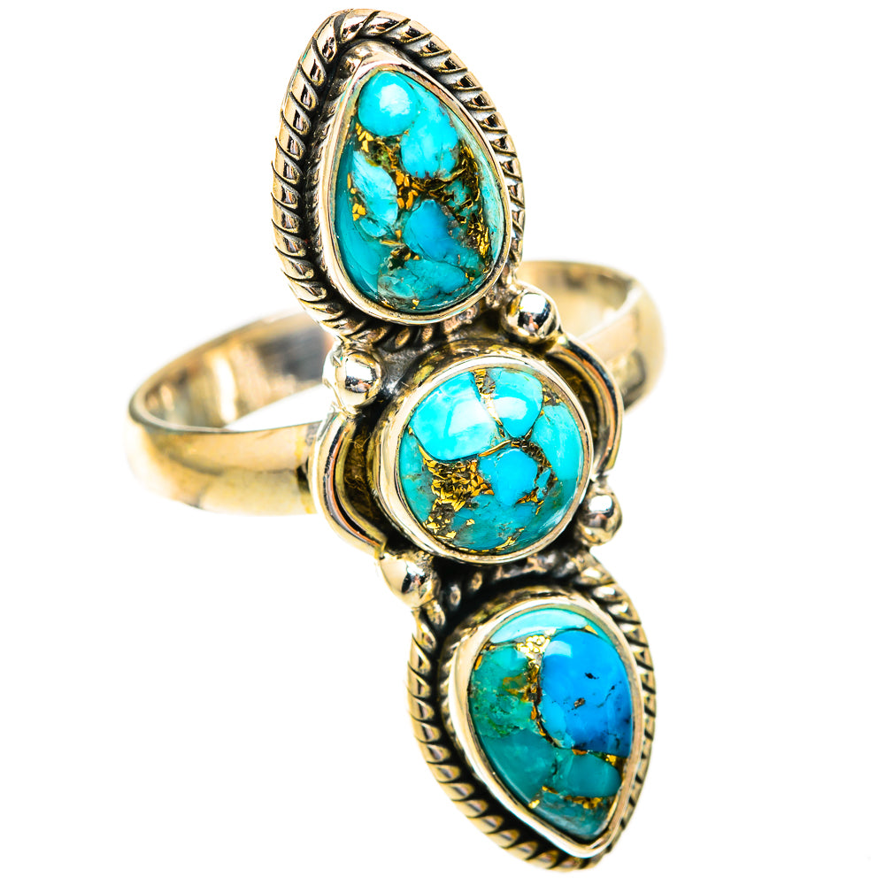 Blue Copper Composite Turquoise Rings handcrafted by Ana Silver Co - RING118934 - Photo 2