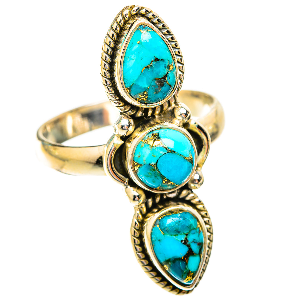 Blue Copper Composite Turquoise Rings handcrafted by Ana Silver Co - RING118993 - Photo 2