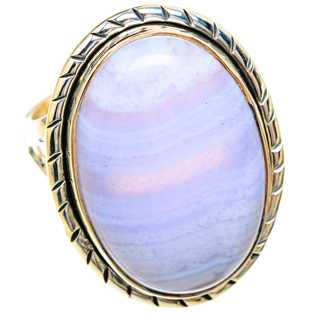 Blue Lace Agate Rings handcrafted by Ana Silver Co - RING119073 - Photo 2