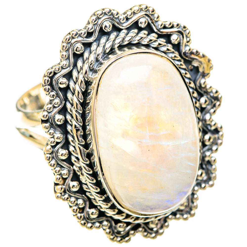Rainbow Moonstone Rings handcrafted by Ana Silver Co - RING119168 - Photo 2