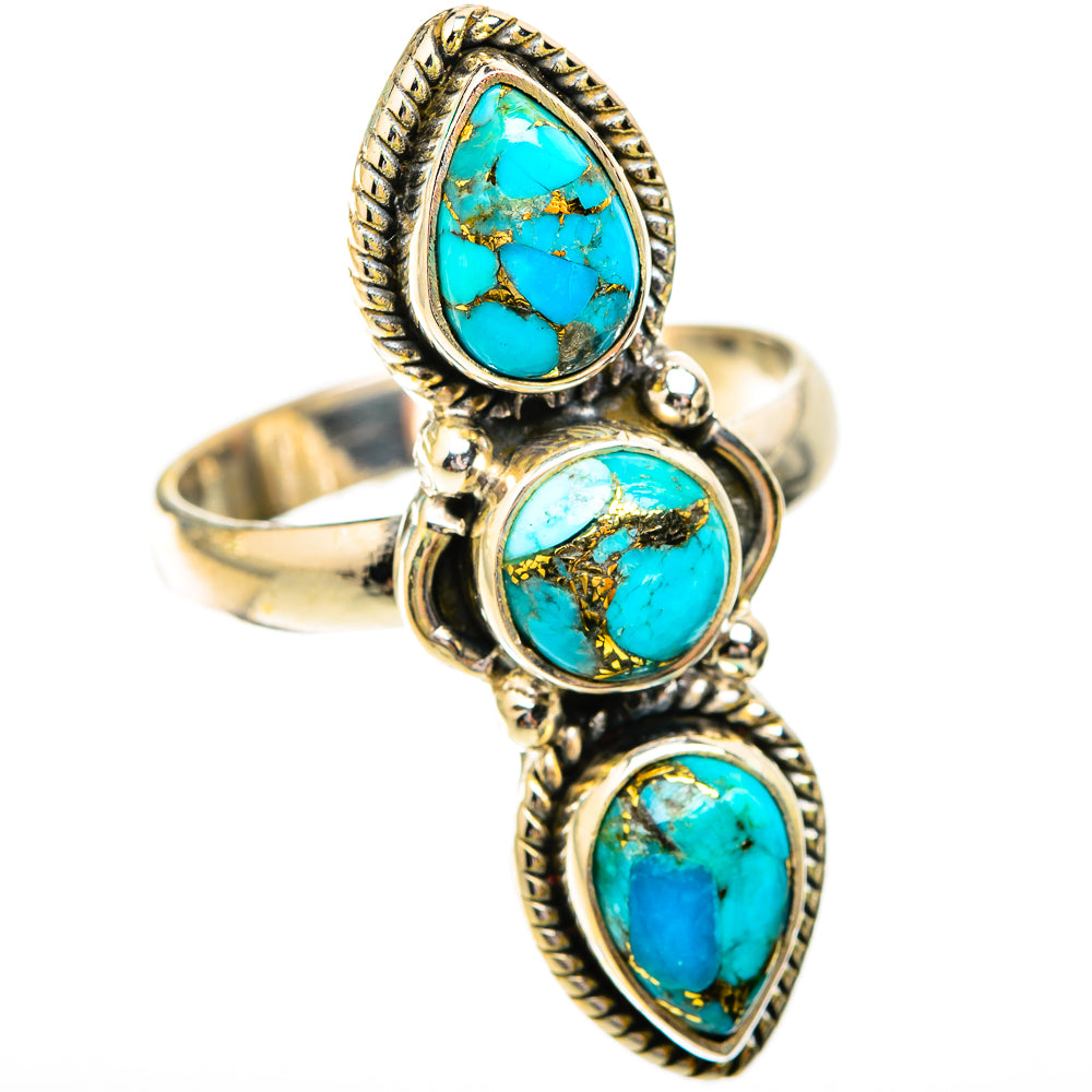 Blue Copper Composite Turquoise Rings handcrafted by Ana Silver Co - RING119213 - Photo 2