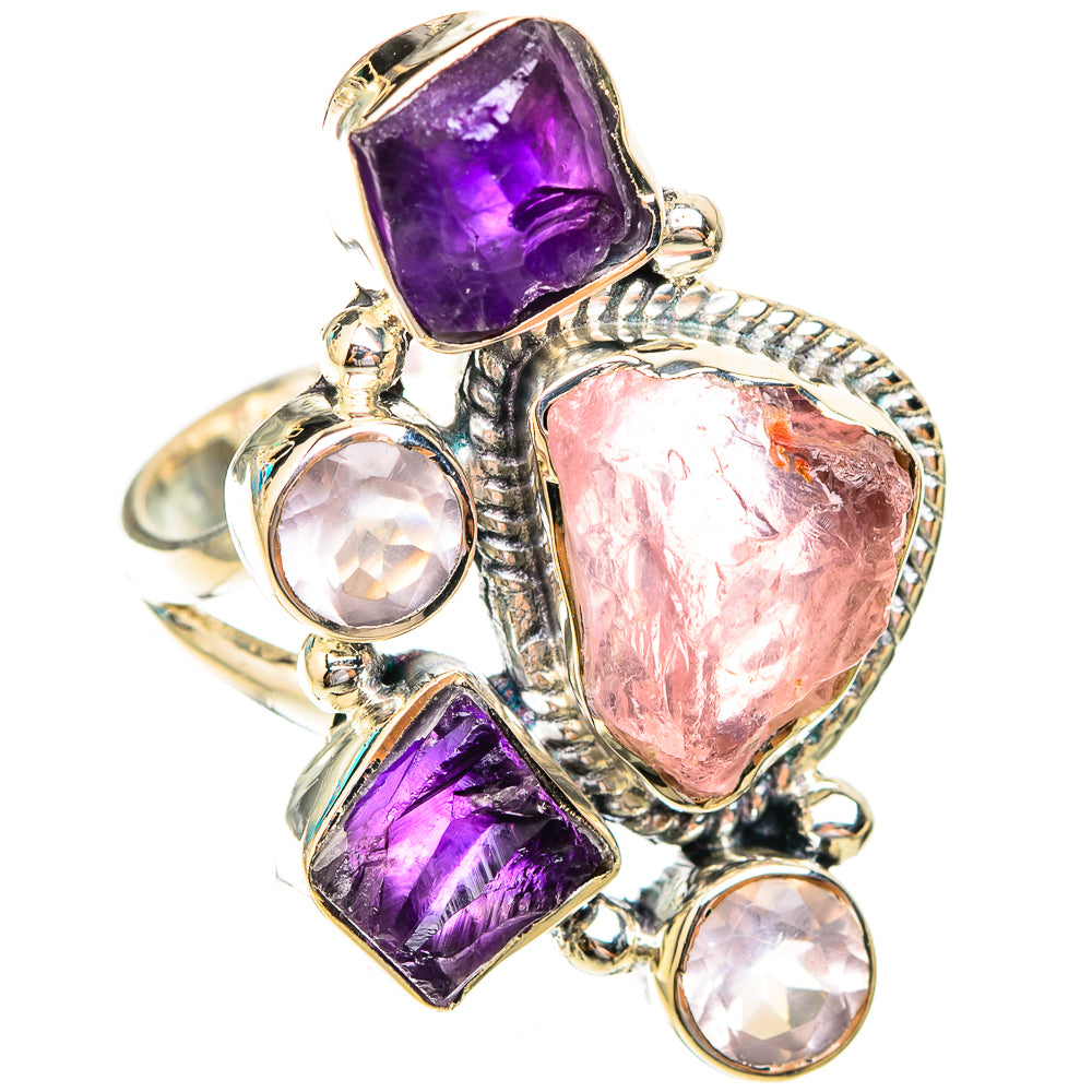 Rose Quartz, Amethyst Rings handcrafted by Ana Silver Co - RING119235 - Photo 2