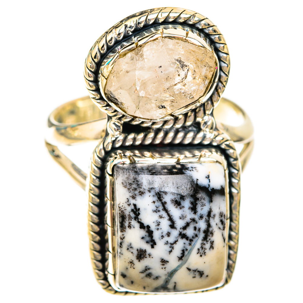 Dendritic Opal, Herkimer Diamond Rings handcrafted by Ana Silver Co - RING119263 - Photo 2