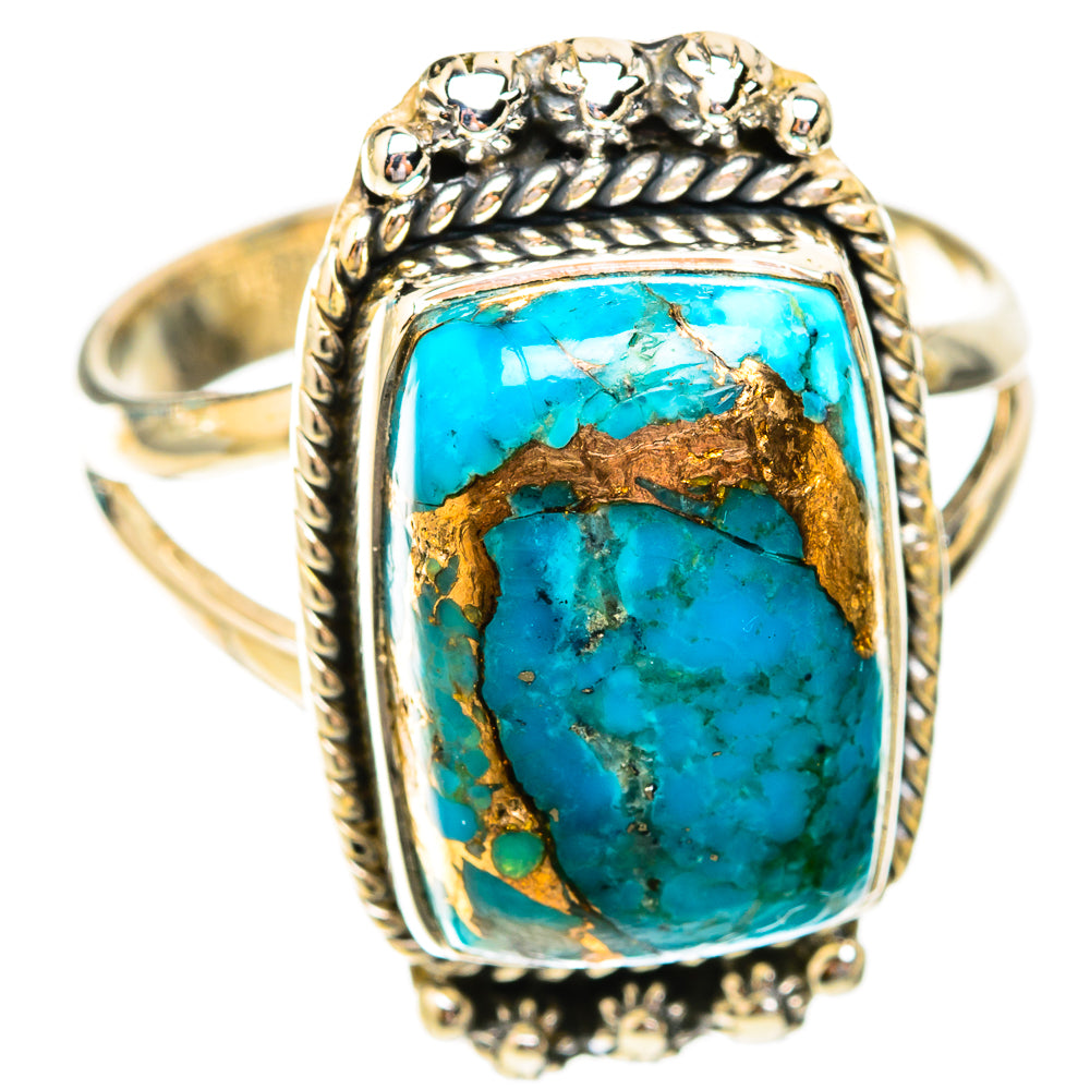 Blue Copper Composite Turquoise Rings handcrafted by Ana Silver Co - RING119269 - Photo 2