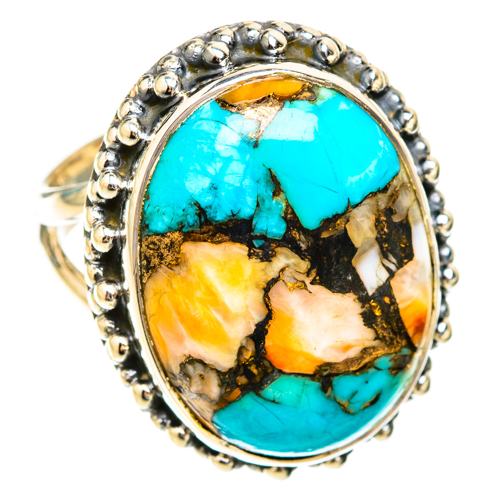 Spiny Oyster Turquoise Rings handcrafted by Ana Silver Co - RING119342 - Photo 2