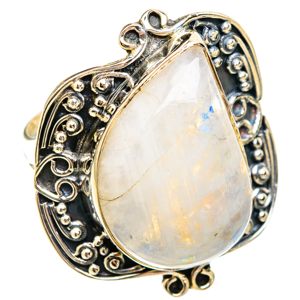 Rainbow Moonstone Rings handcrafted by Ana Silver Co - RING119372 - Photo 2