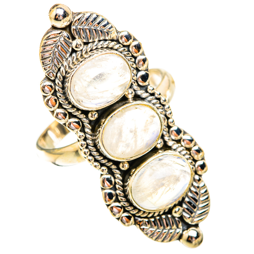 Rainbow Moonstone Rings handcrafted by Ana Silver Co - RING119374 - Photo 2
