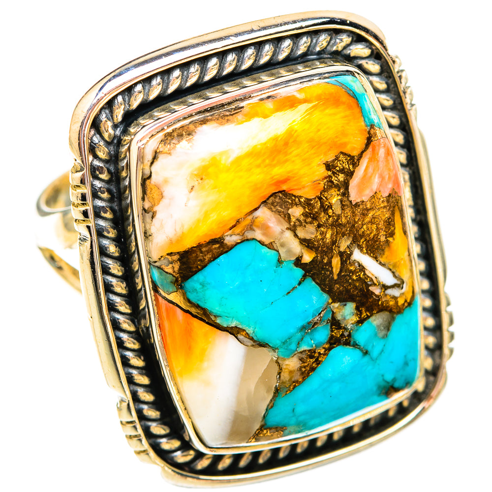 Spiny Oyster Turquoise Rings handcrafted by Ana Silver Co - RING119377 - Photo 2