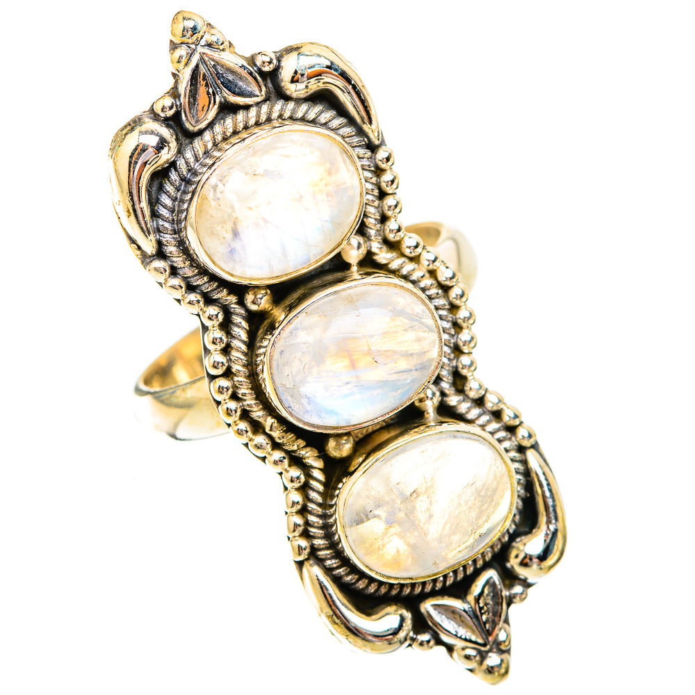 Rainbow Moonstone Rings handcrafted by Ana Silver Co - RING119423 - Photo 2