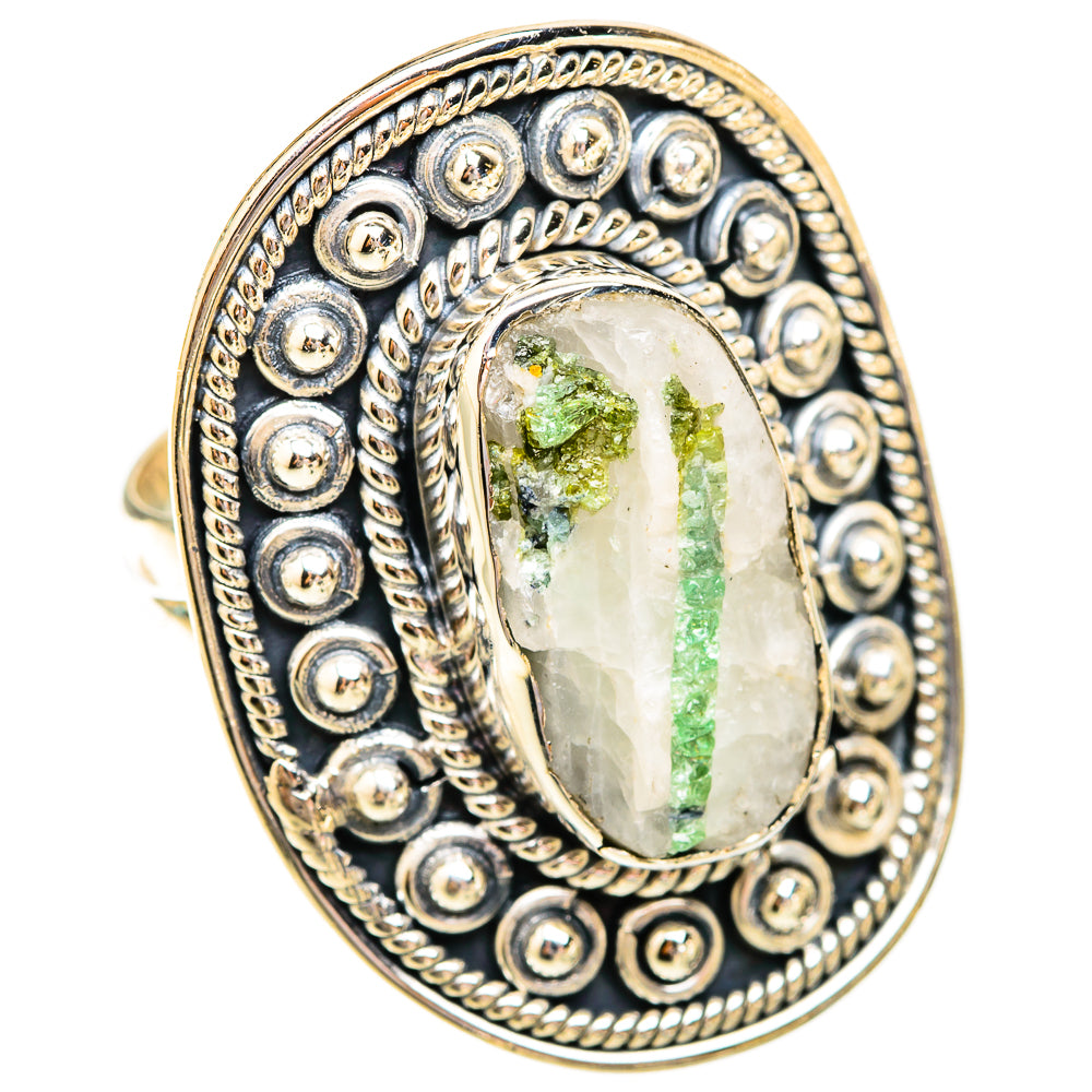 Green Tourmaline In Quartz Rings handcrafted by Ana Silver Co - RING119438 - Photo 2