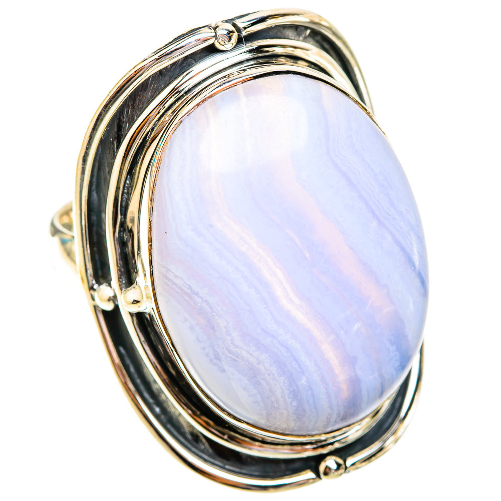 Blue Lace Agate Rings handcrafted by Ana Silver Co - RING119461 - Photo 2