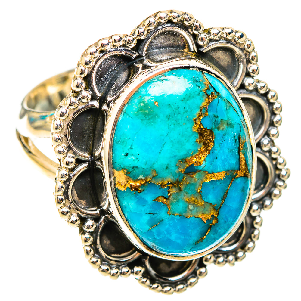 Blue Copper Composite Turquoise Rings handcrafted by Ana Silver Co - RING119542 - Photo 2